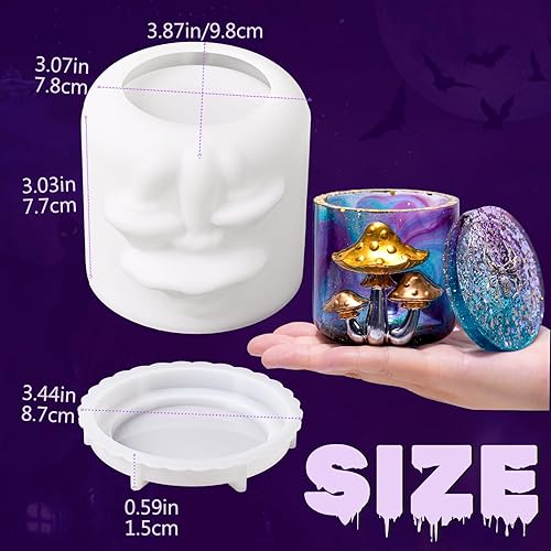 Miniatura 2 de Moldes de resina epoxi para frascos de hongos, moldes de silicona con tapa para fundición de resina epoxi, molde de silicona, organizador de joyas,