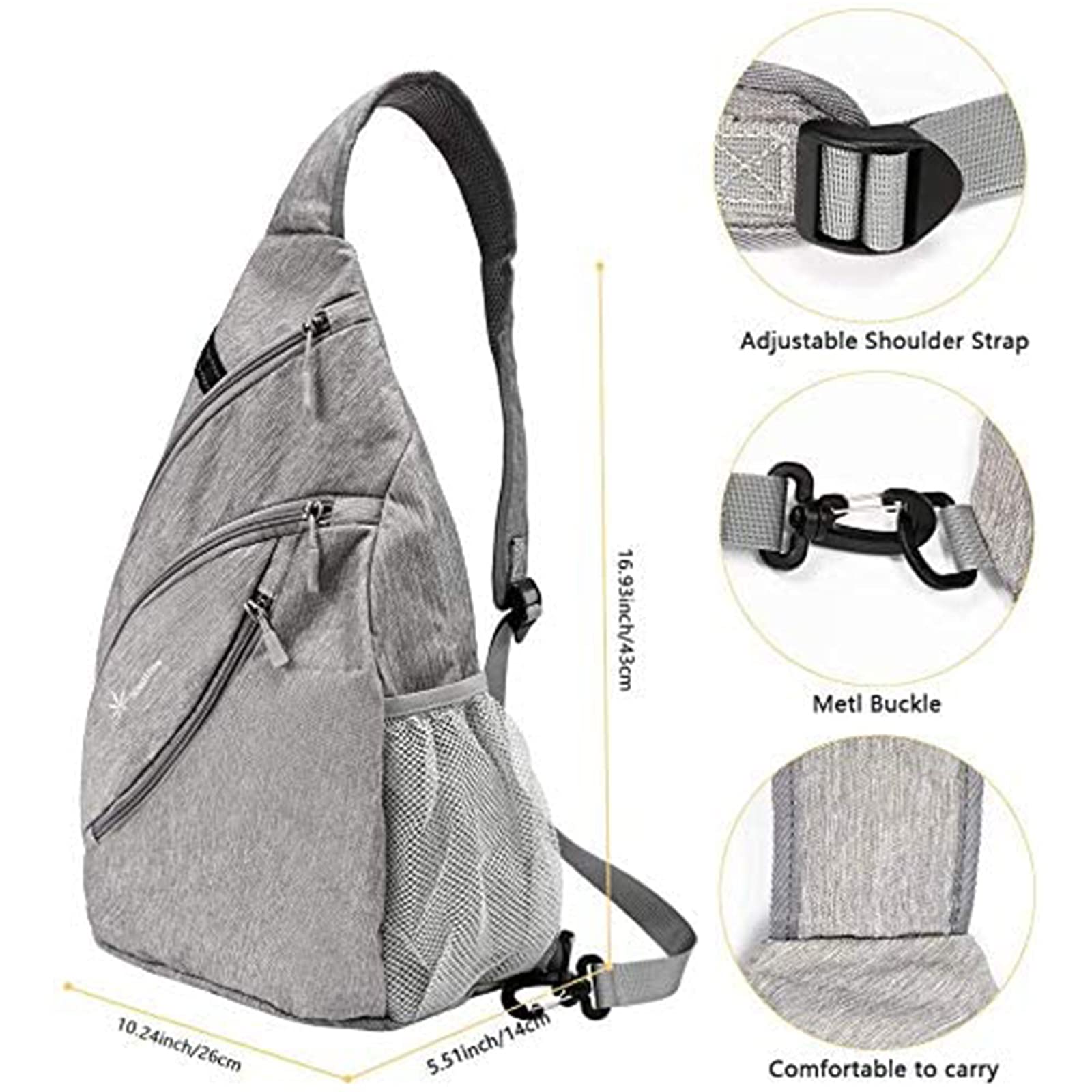 Zaino Monospalla, Borsa Monospalla per Uomini Impermeabile, Spalla Marsupio Messaggero per Palestra Scuola, Esterni Trekking Escursionismo Viaggio Campeggio