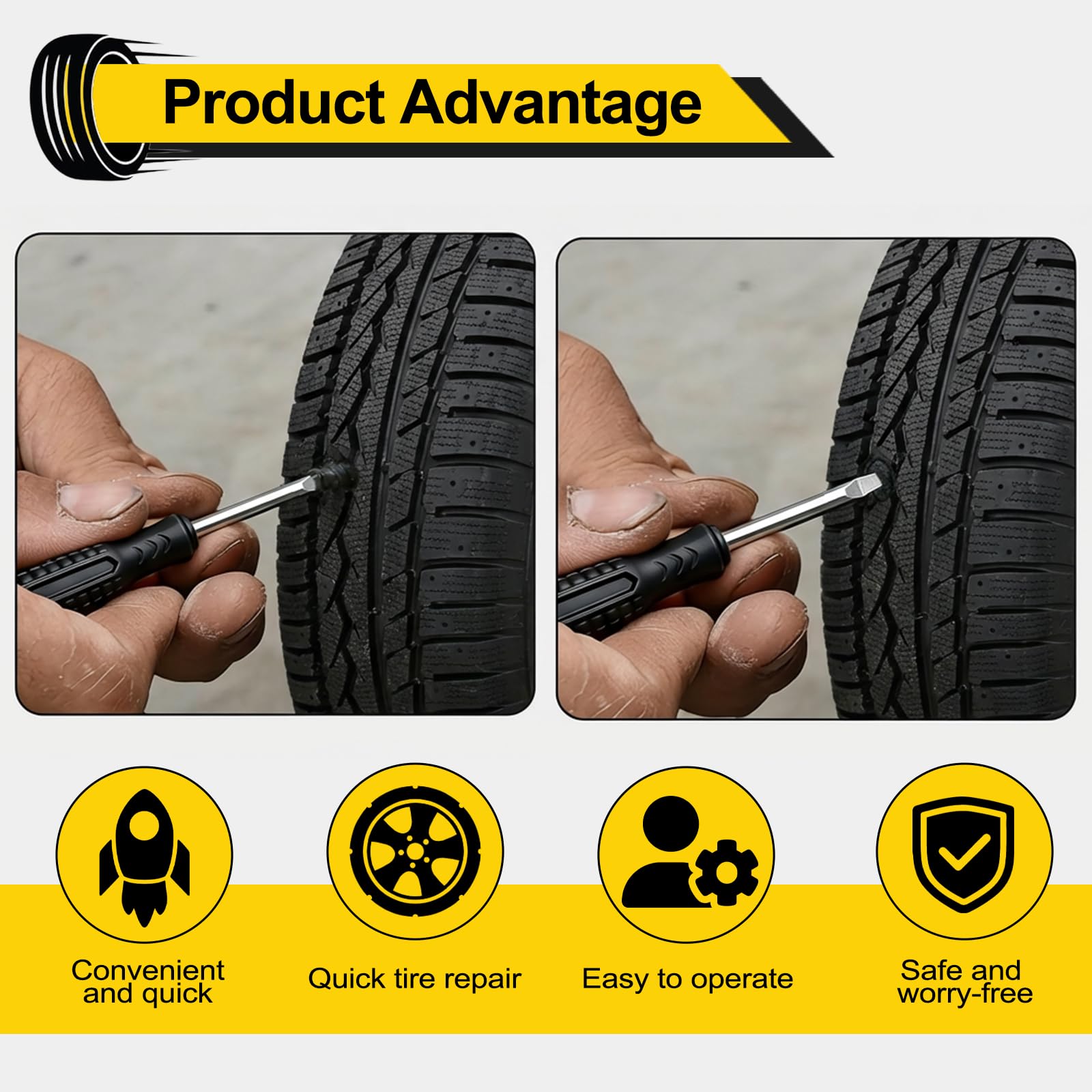 60-PCS tire Repair Screws, 2026 new tire Repair Rubber Nail kit, 8-Second Repair, Two Sizes, Suitable for self-Service Screw Fixing of tire Plugs on Trucks, Cars, Motorcycles, etc. - 4
