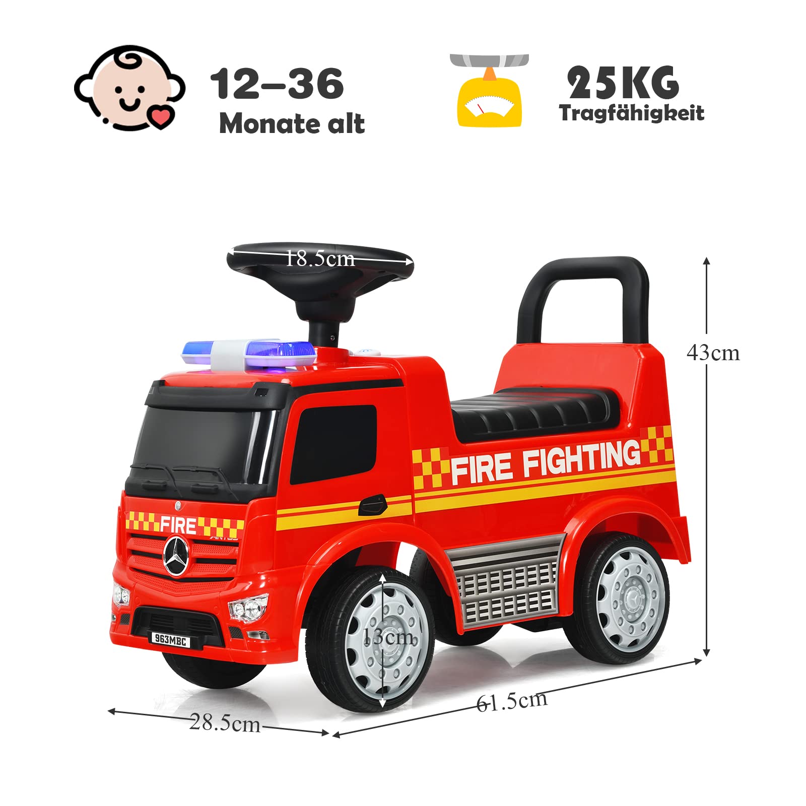 GOPLUS Rutschauto mit Kofferraum unter Sitzfläche, Rutscher Kinderfahrzeug mit Scheinwerfer&Hupe&Musik, Schiebauto für Kinder von 12-36 Monate, Kinder Kraftfahrzeug, Farbwahl (Rot)