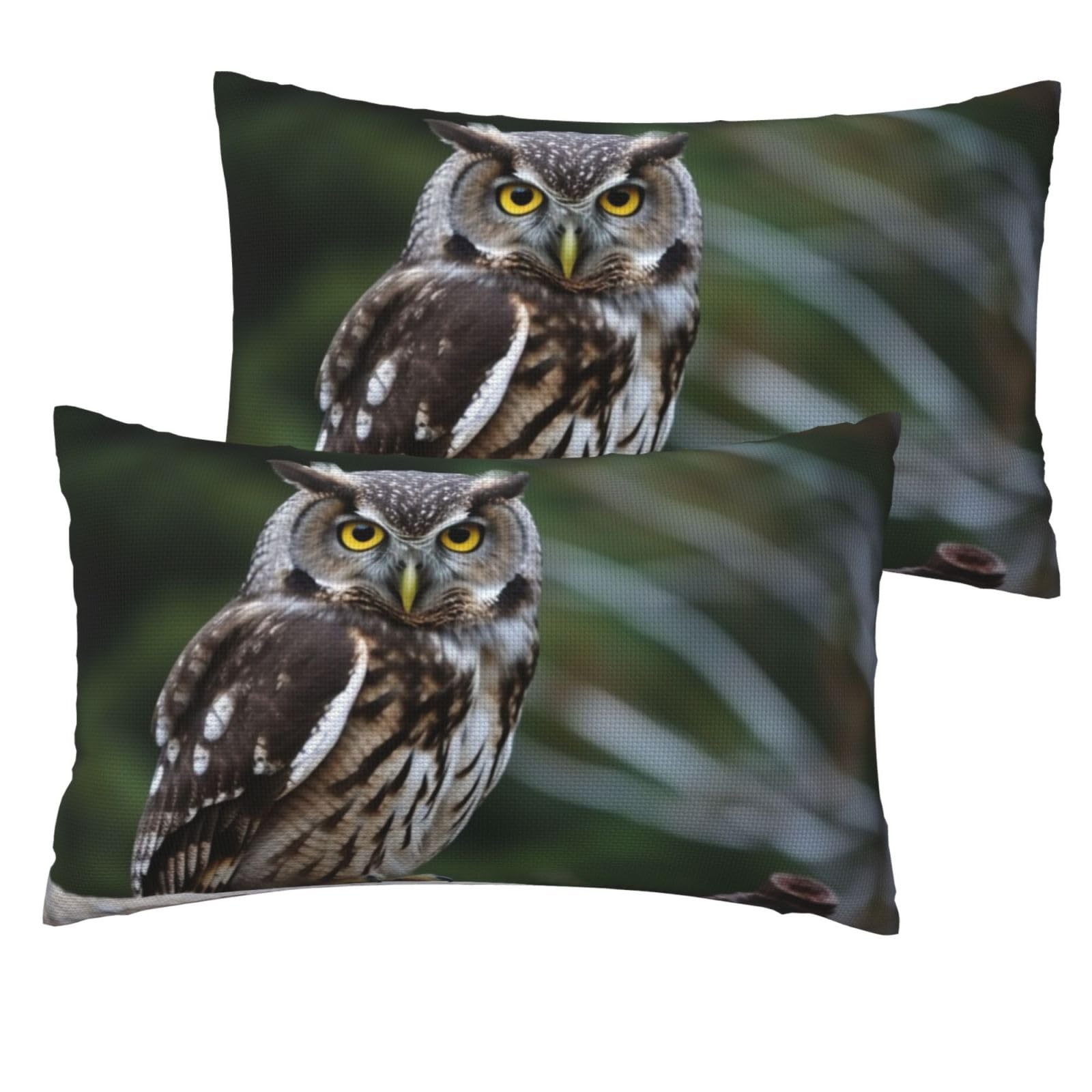 2 Pack Pillow Cases with Hidden Zipper, Soft Breathable Decorative Pillow Covers for Hair and Skin, Wild Owl Birds Pillowcases 12"x20" Bed Pillow Protectors Cover for Sleeping Gifts