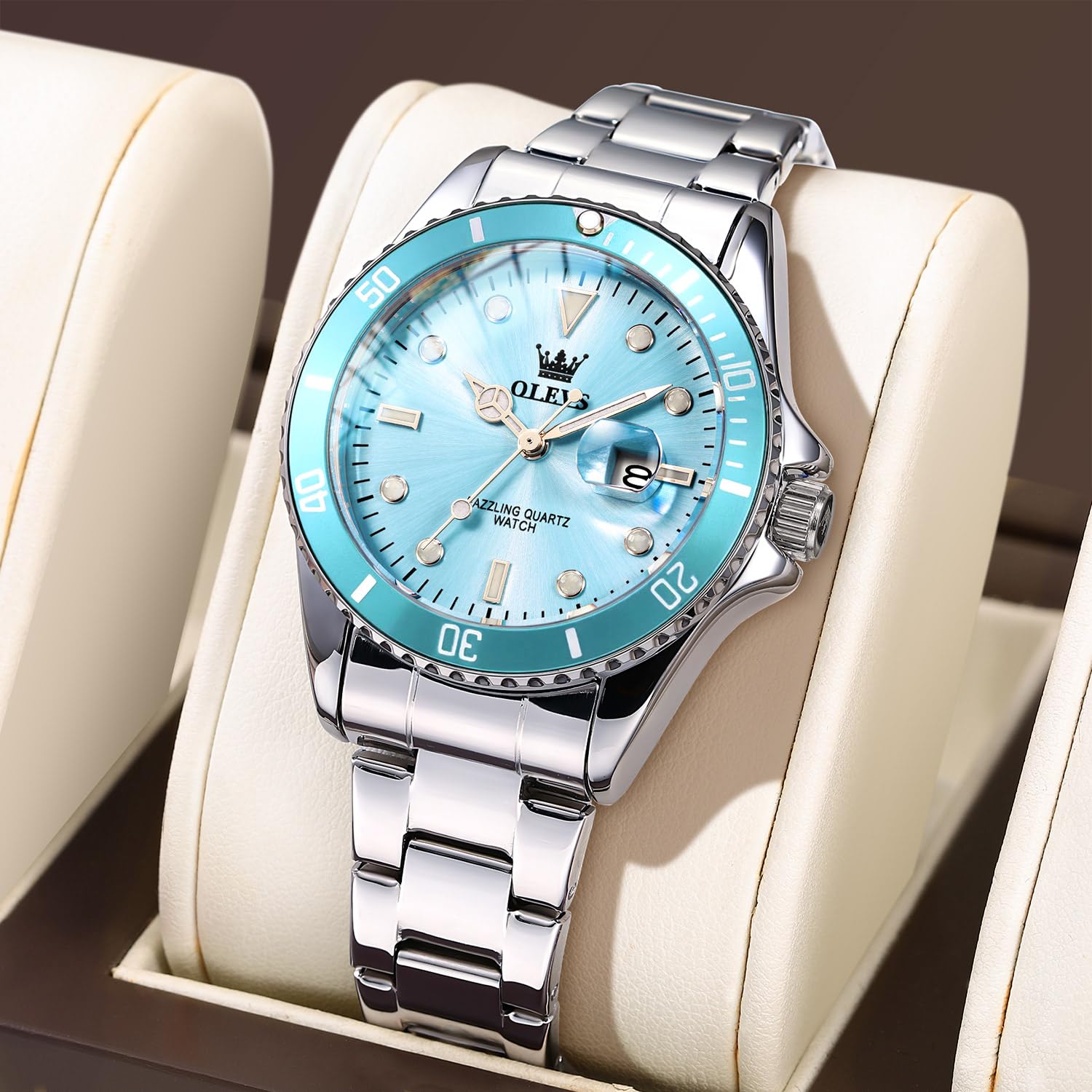 OLEVS Luxus Quarz Damen Uhr Edelstahl Armband Datumanzeige 3ATM Wasserdicht Business Armbanduhr Damen