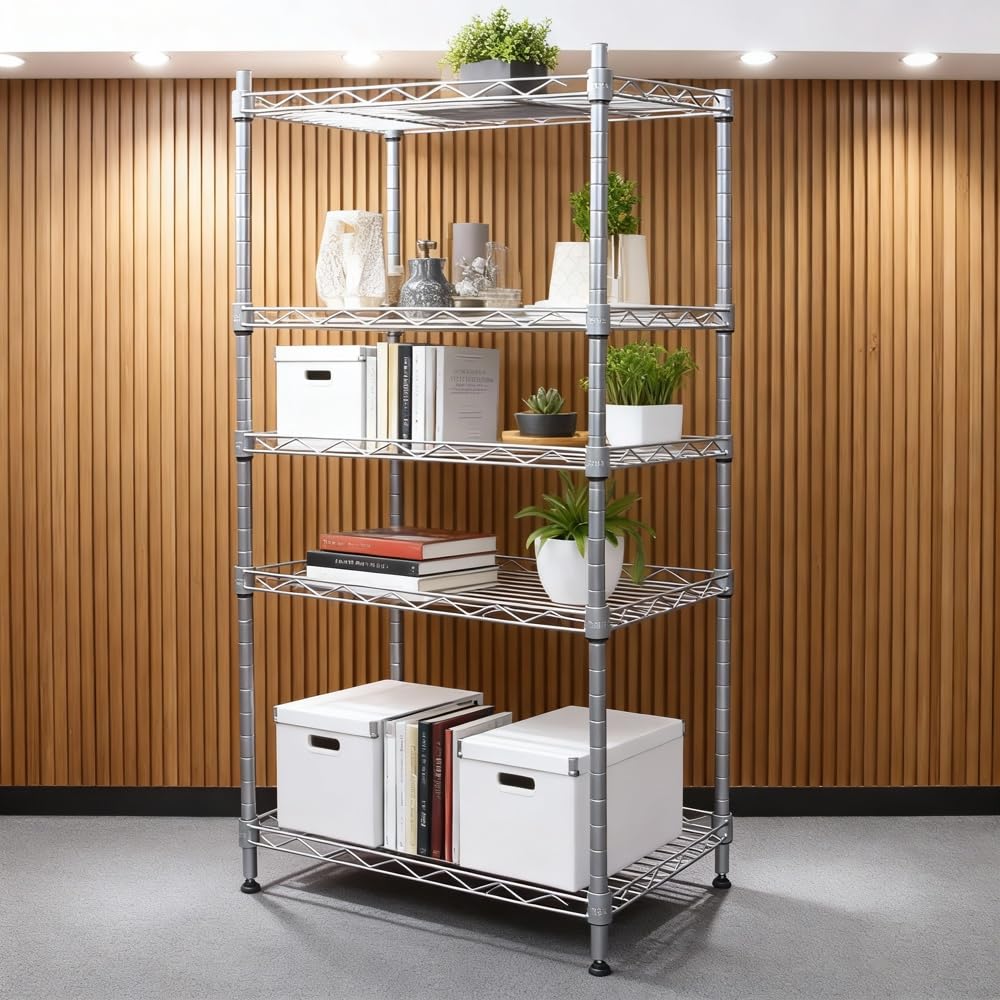 Estantería de 4 niveles | Rack de cocina, baño y garaje | Organizador de estante de pie | Estantes de almacenamiento de metal | Bastidor de organización | M&W
