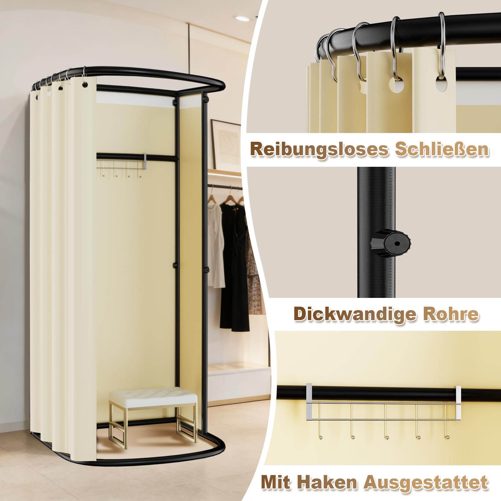 Umkleidekabine Freistehend, U-Form Bewegung Spur Umkleideraum, Bodenstehende Tragbarer Sichtschutz, Schattierung umkleide Öse Eisenhalterung, für Büro Einkaufszentrum