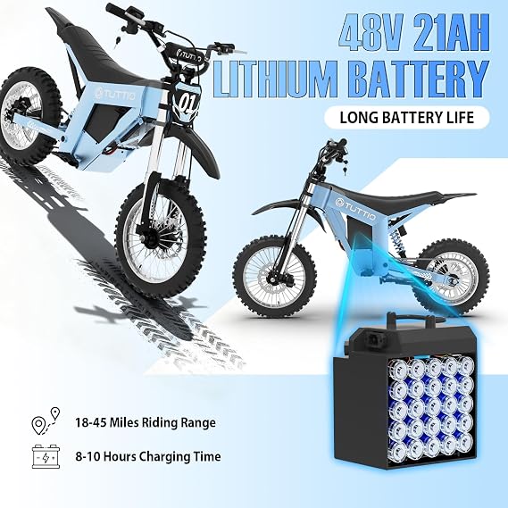 Tuttio Soleil01 Electric Dirt Bike, 14/12 Off-Road Electric Mini Bike, 2000W 21AH Battery Ebike, 18-43 Miles Range Motorcycle, 37mph 3-Speed Modes Outdoor Ebikes for Adults & Teens