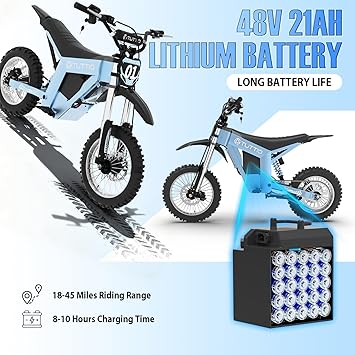 Tuttio Soleil01 Electric Dirt Bike, 14/12 Off-Road Electric Mini Bike, 2000W 21AH Battery Ebike, 18-43 Miles Range Motorcycle, 37mph 3-Speed Modes Outdoor Ebikes for Adults & Teens