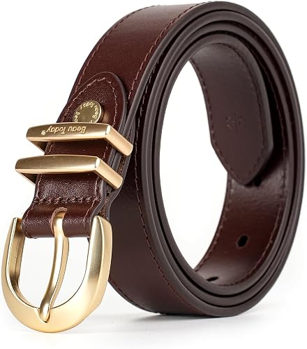 BEAU TODAY Women's Leather Belt for Jeans Dresses Pants Fashion Waist Belt Casua