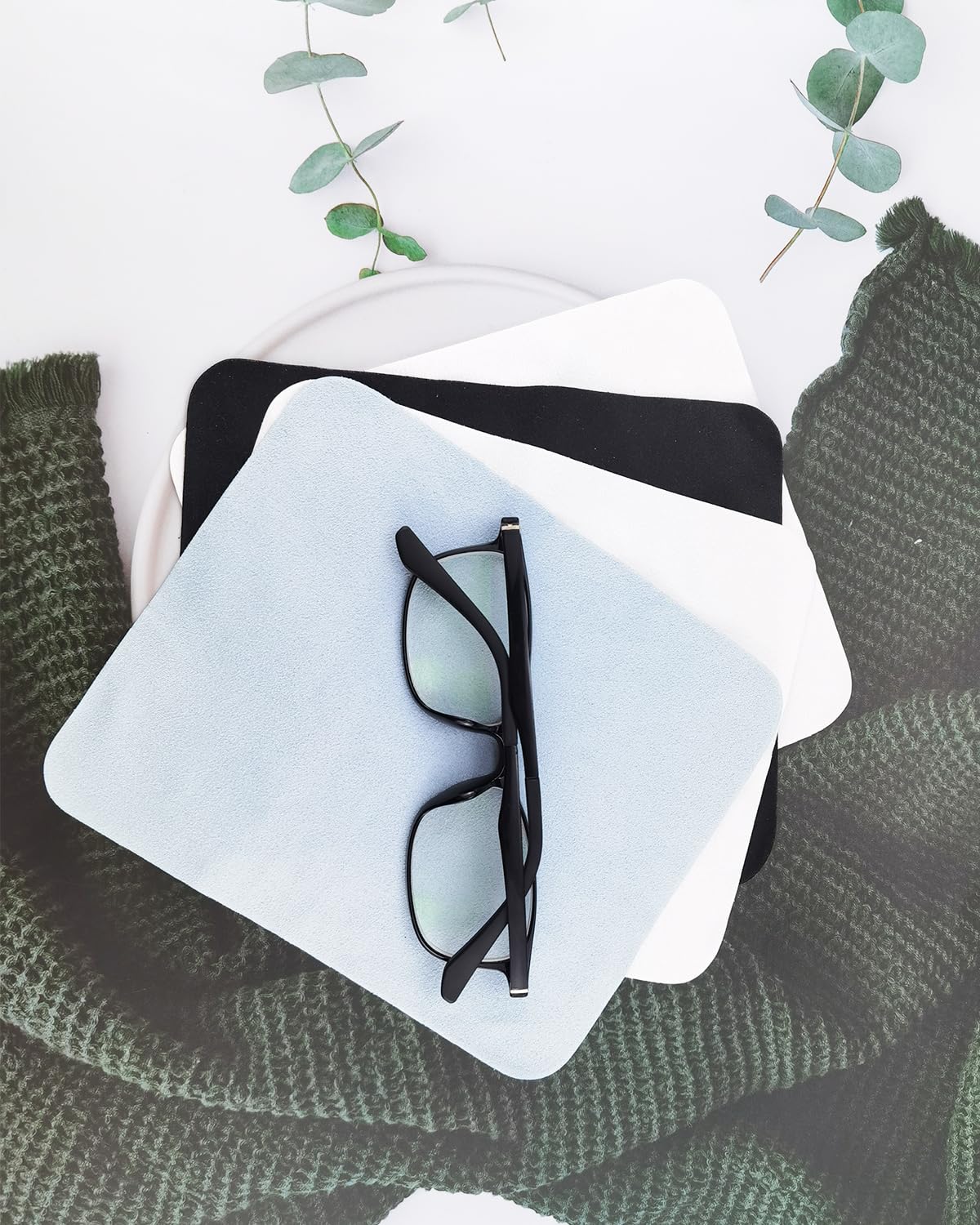 Hibmisy 4 Pezzi Custodia Occhiali Rigida da Sole,Con Panno Per La Pulizia Degli Occhiali, Custodia Portatile Occhiali, per Occhiali da Sole, Occhiali da Lettura, Occhiali per Miopi