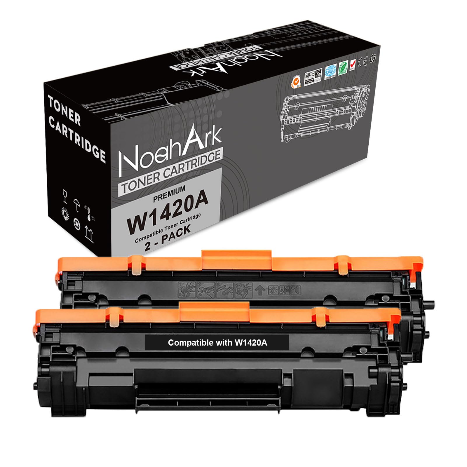 NoahArk Compatible para 142A W1420A (con Chip Nuevo) 142X W1420X Cartuchos de Toner de Repuesto para Impresora LaserJet M110 M110w MFP M139 M139w M140 M140w (2 Negro)