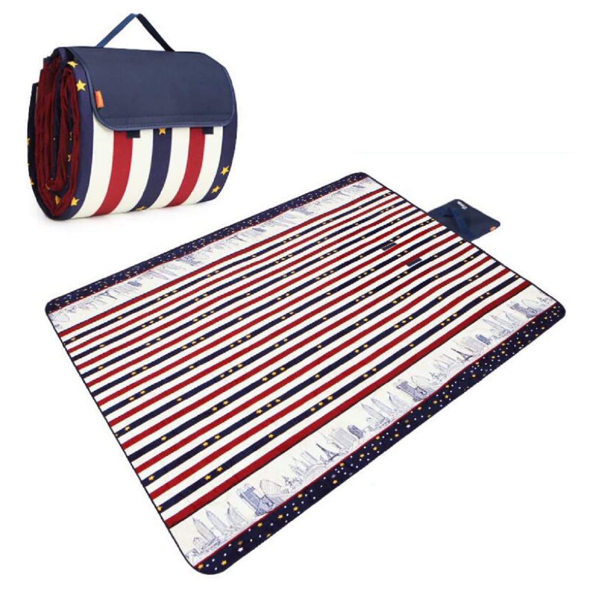 Coperta da Picnic Impermeabile, Stuoia Spiaggia Imbottita, 3 Strati Durevole, Comodo E Morbido, Stuoia Ideale per Campeggio Giardino Riunione Prato Spiaggia, 200X200cm