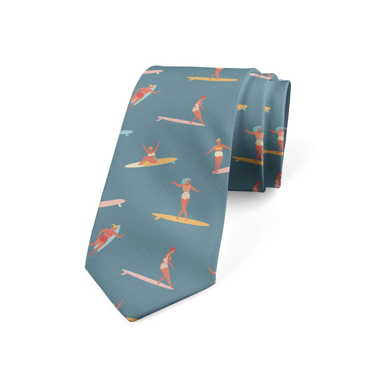 Xoovtka Men's As Pic Tie, Surfing Summer, Necktie, 3.7", Multicolor