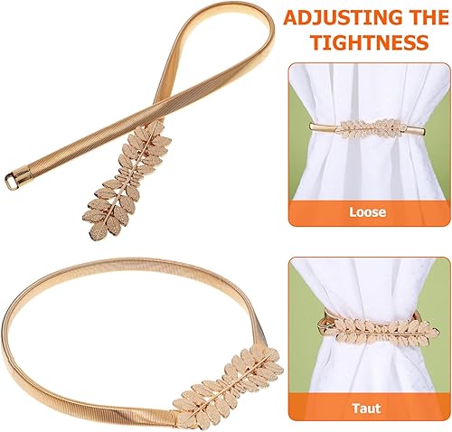 Miniatura 9 de STOBAZA 4 Pack Gold Curtain Tiebacks Carving Design Curtain Ties for Drapes, Decorative Window Drape Tie Backs, Adjustable Length Spring Curtain