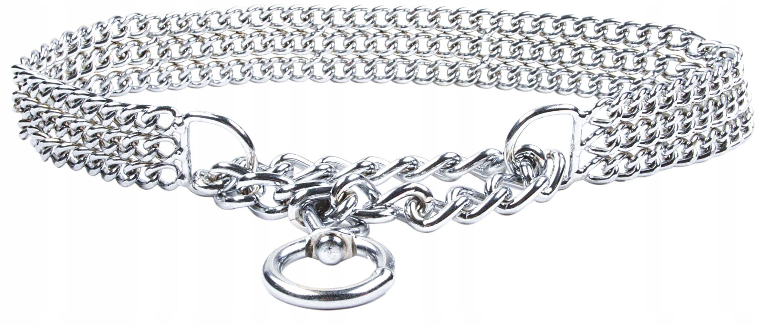 Metal Dog Collar | Chrome Finish | 2 & 3 Rows | Dog Slip Collar | Dog Training Collar (3 Rows, 40cm (15.5in)) โ image 1