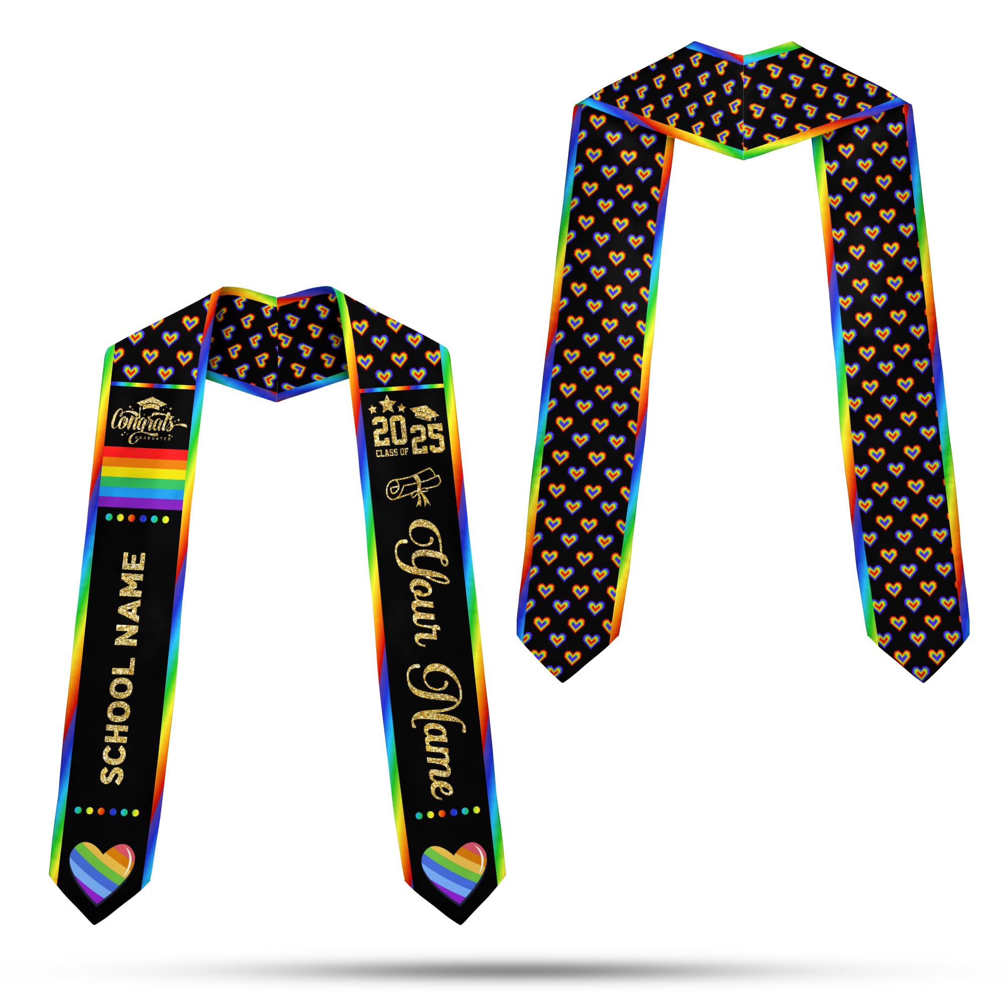 MonkeyVan Rainbow Stole Rainbow Graduation Stole College Graduation Sash LGBT Pride Gift for Graduation's Day LGBT Graduation Lgbt7