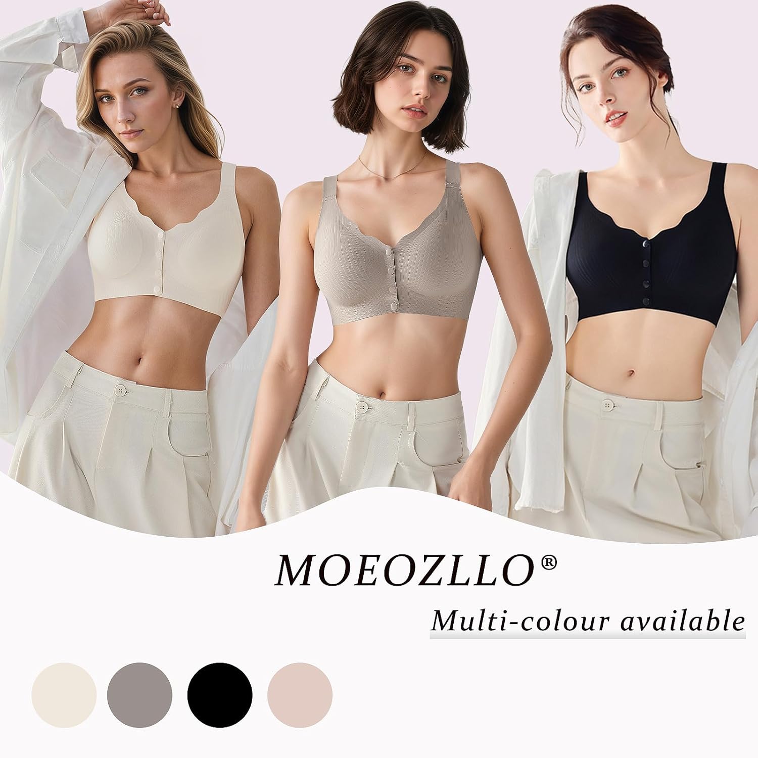 Front Closure Bras for Women No Underwire Padded Wireless Comfort Full Coverage Bra Seamless Mastectomy Bras - Image 6