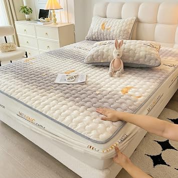 Twin Extra Long King Fitted Sheets - Milk Fleece 3pcs Sets with 2 Pillow Shams - Soft Wrinkle & Anit Fade Bedding Mattress Fit 2"-12" Queen Deep PocketsZ,180 * 200cm