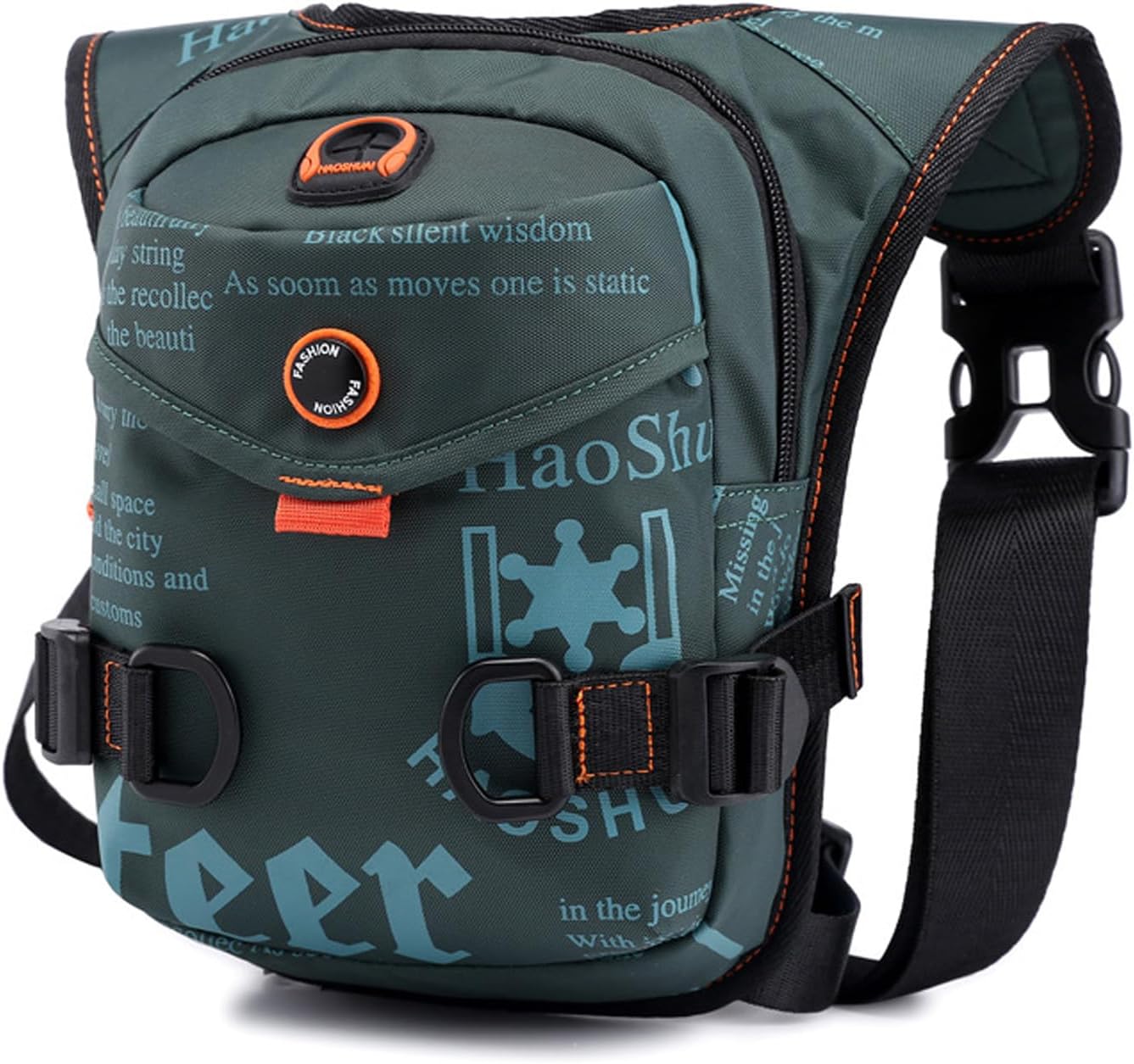 FANDARE Thigh Drop Leg Bag for Men Women with Leg Strap Waist Fanny Pack Bumbags Sling bag Motorcycle Chest Crossbody Cover Pack for Cycling Travel Outdoor Sport Gym Shoulder Bag Dark Green