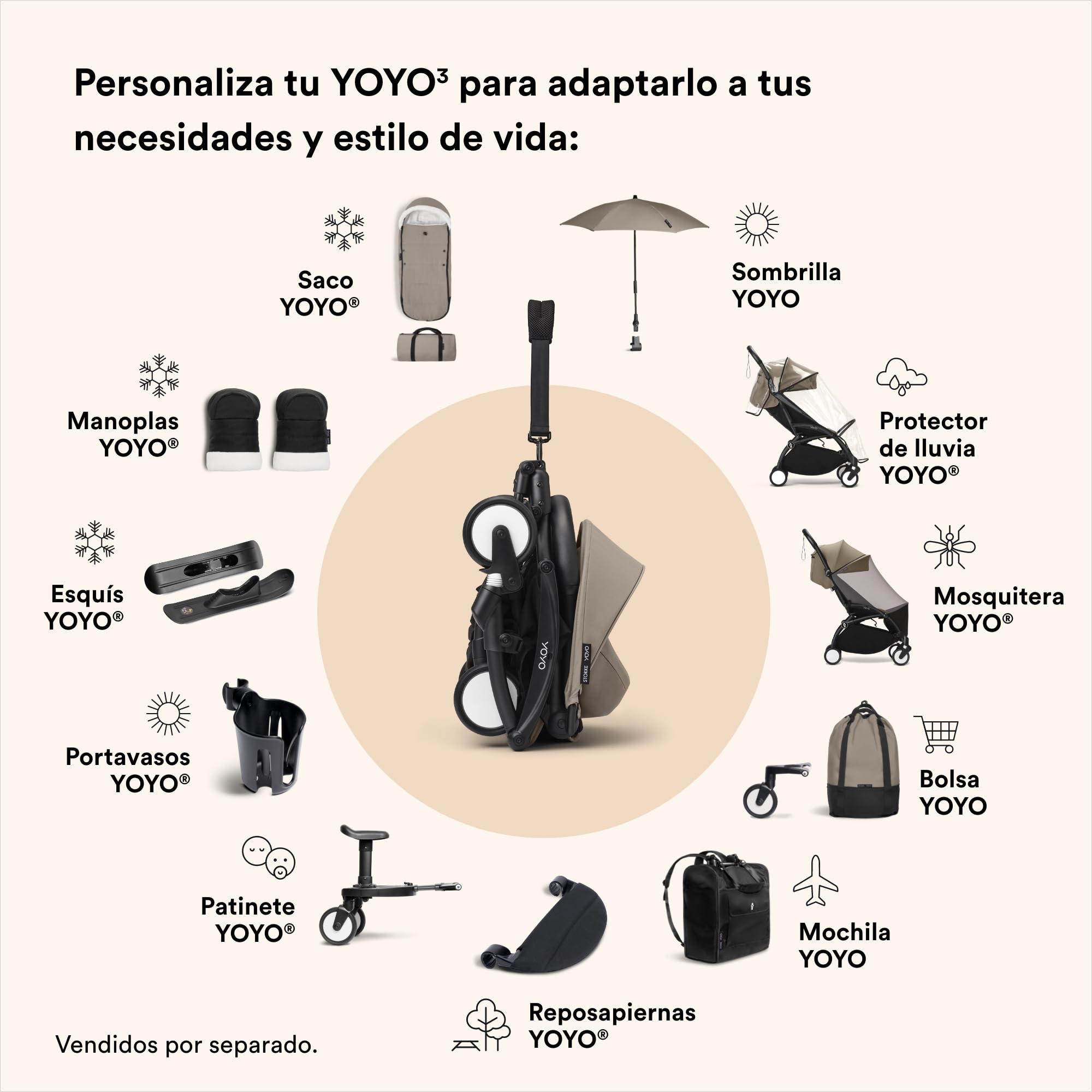 Stokke Bolsa YOYO, Topo - Proporciona Almacenamiento Adicional para el Cochecito YOYO - Fácil de Colocar - No afecta la maniobrabilidad - Lavable a 30°C