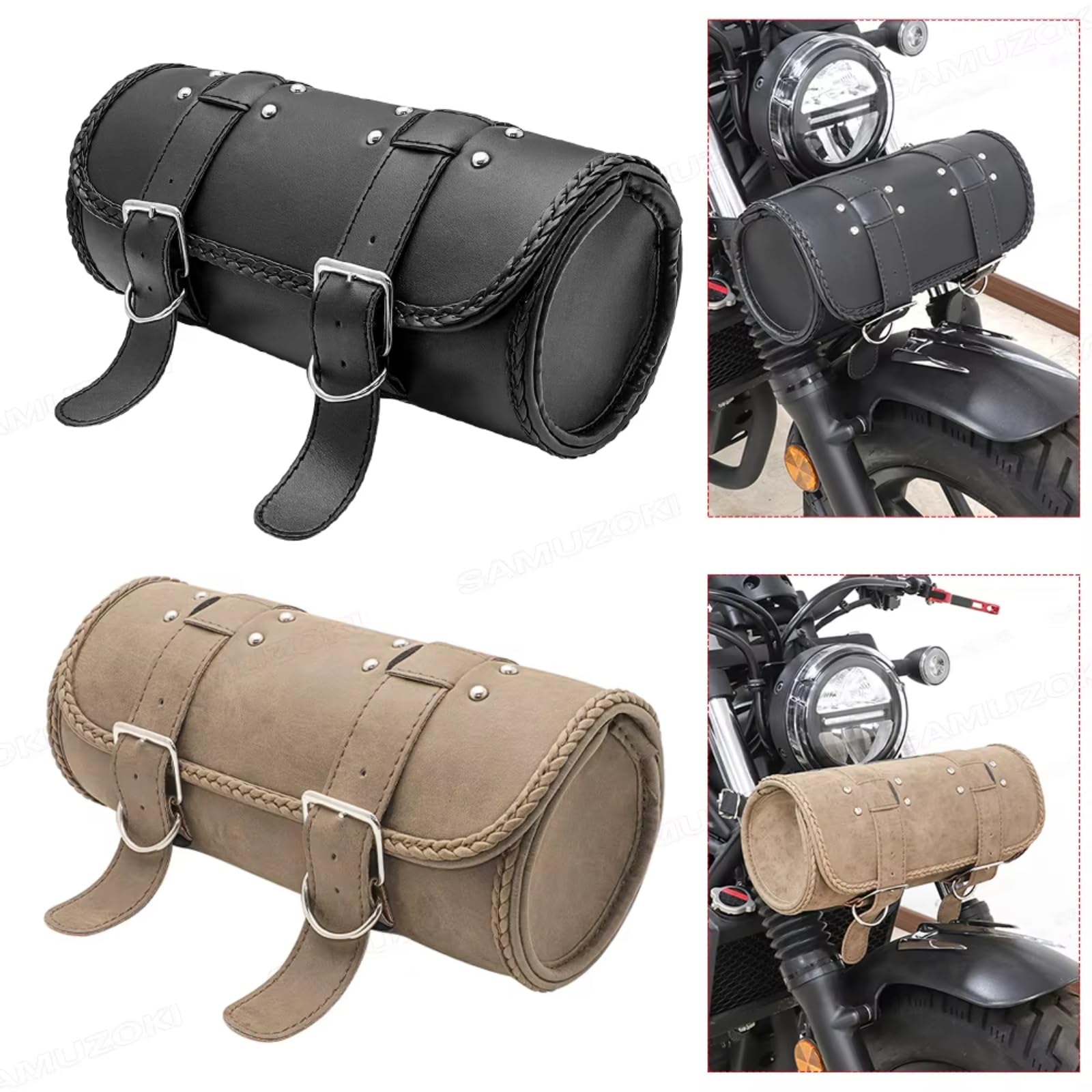 Compatibile Con Suzuki 1 Pz PU Moto Zaino Bagagli Borsa Sella Borse Per Attrezzi Accessori Di Ricambio Sacche Moto(Brown)