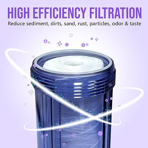 Miniatura 6 de Cartucho de filtro de agua de sedimentos de 5 micras de alta capacidad para heridas de 10 x 4.5 pulgadas, elimina arena, suciedad, limo, óxido, vida