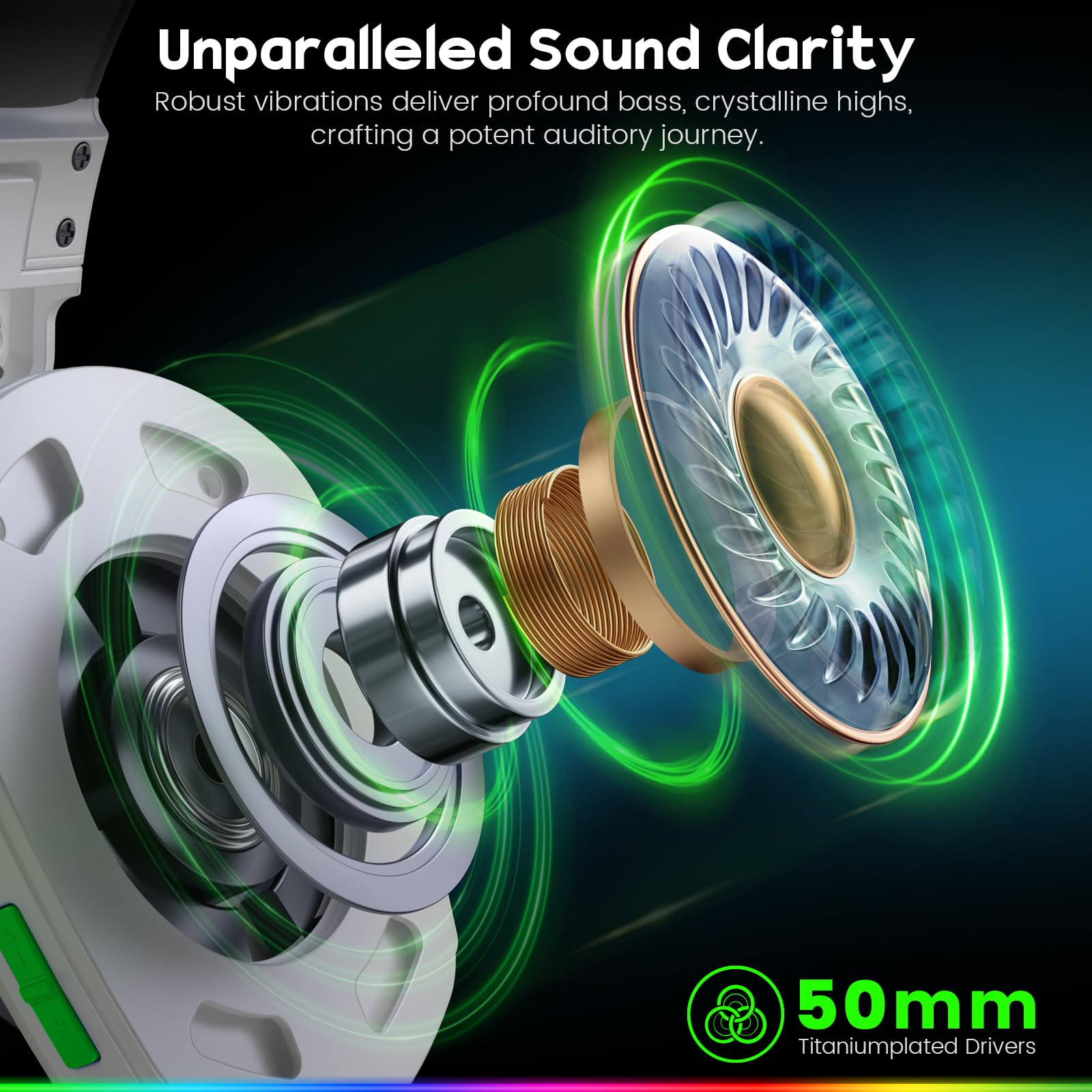 WESEARY WG1 Casque Gaming sans Fil, 2,4 GHz Casque Bluetooth sans Fil avec Micro pour PS5, PS4, PC, Switch, Mac, Mobile, Casque Gaming Pliable avec Son Stéréo et Éclairage LED, Batterie de 50h