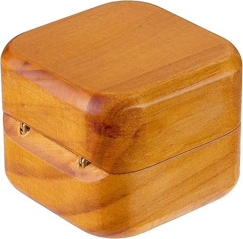 Miniatura 3 de Strova Caja de madera para anillos para ceremonia de boda y compromiso, caja portadora de anillos con cojines protectores para anillos y cierre