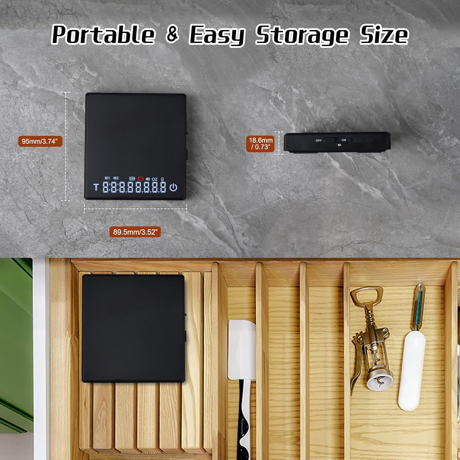 Update Mini Digital Espresso Scale with Timer, Auto Tare & Flow Rate Indicator – Compact Rechargeable Coffee Weight Scale for Drip Coffee, Pour Over & Matcha