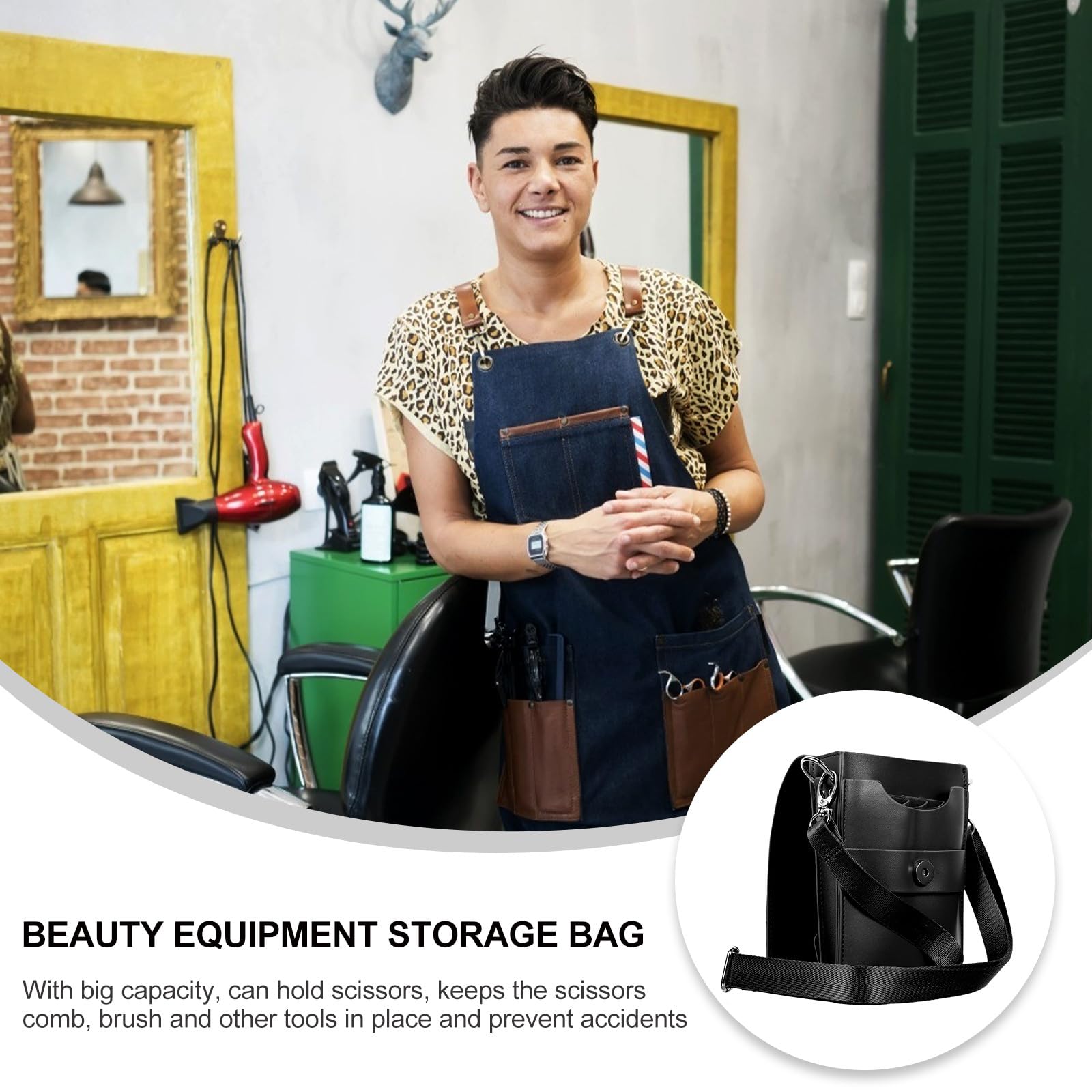 Artibetter Borsa in Pelle di Bovino Cintura Regolabile, Custodia per Forbici Professionale dal Grande Capacità, Stile Semplice per Domestico e Professionale