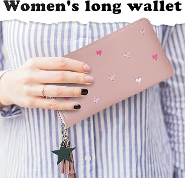 Women's Wallets, PU Leather Ladies Wallet Wristlet Wallets for Women with Detachable Handle, Multi Slots Travel Wallet Womens Wallet for Shopping, Dating, Travel (pink)