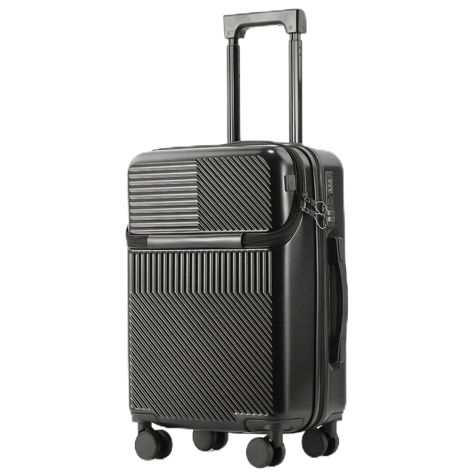 20 Inch Suitcase with Rotating Wheels Hard-Sided Suitcase with Front Pocket Secure Carry Luggage for Passengers, Commuters, Travel, Air Travel Black 20 Inch-picture-10