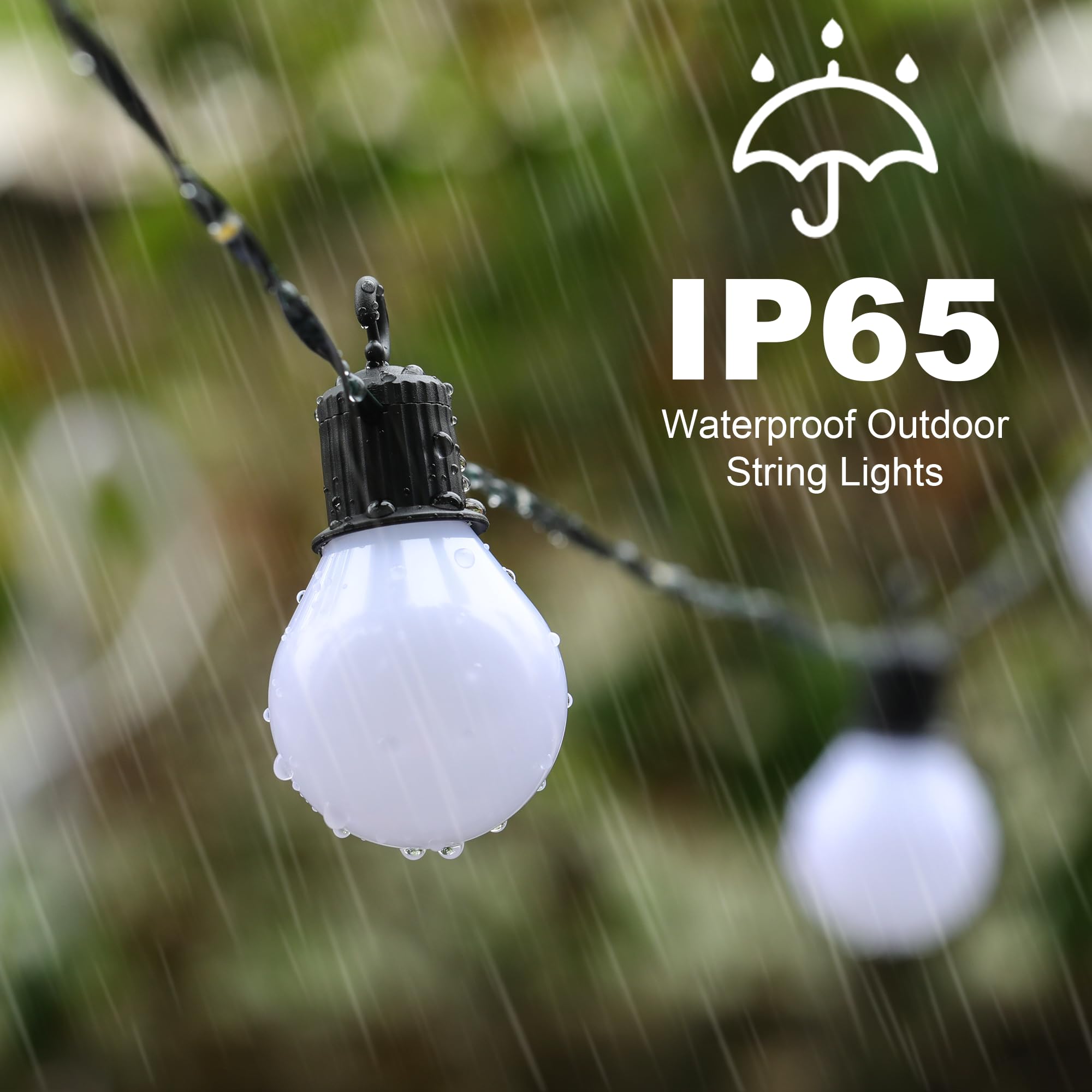 Tacobey Catena Luminosa Esterno Solari con 20 G40 Lampadine, 10M 100 LED Luci Esterno Solare Giardino, Impermeabile, 8 Modi, Decorative Per Giardino, Patio (Bianco Caldo)