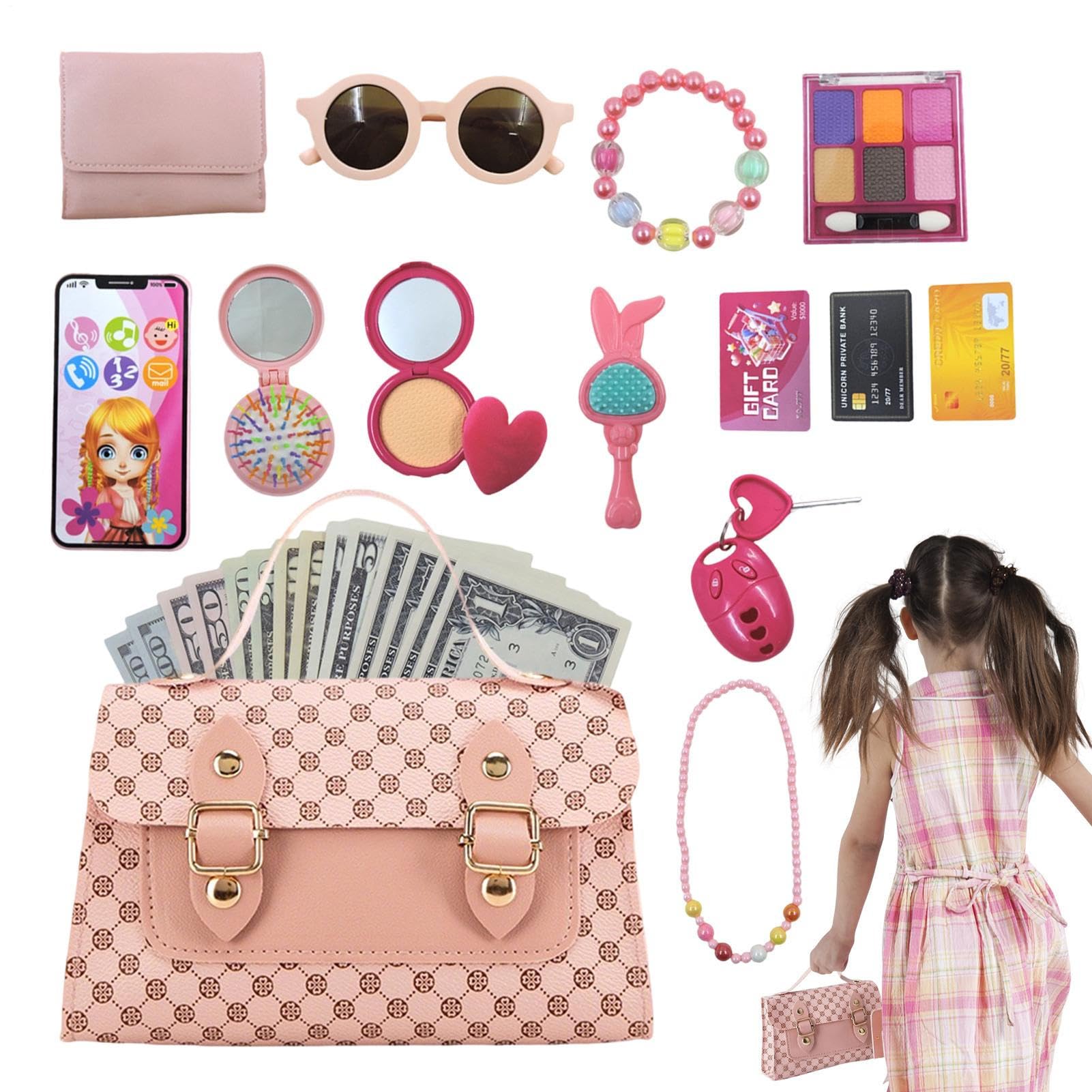 Ensemble de jeux de maquillage pour filles, sac portable de princesse pour