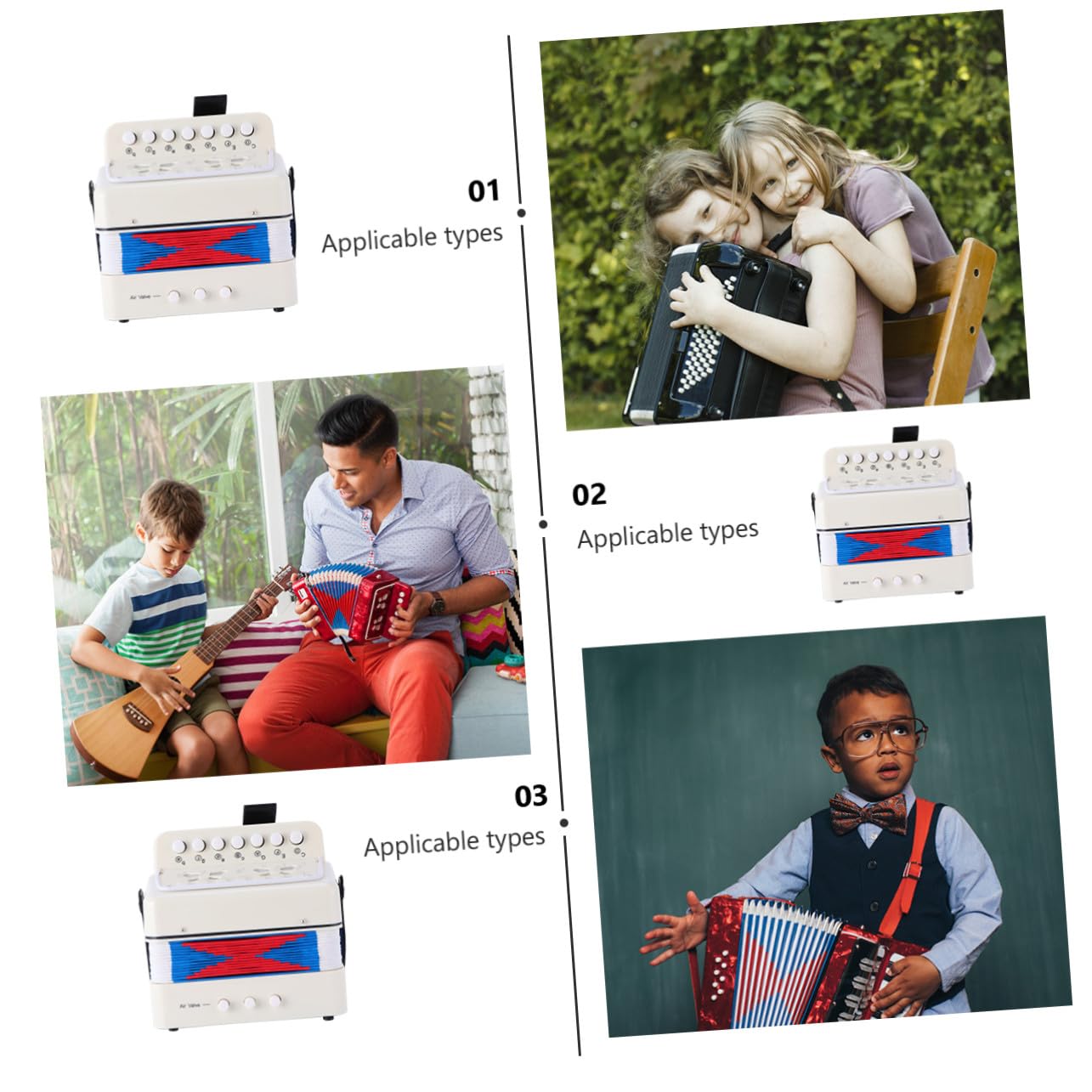 Fisarmonica per Mini Giocattolo Musicale Educativo in Plastica Abs e Metallo Strumento per Sviluppo Cognitivo e Coordinazione Occhio-mano Regalo per Ragazzi e Ragazze