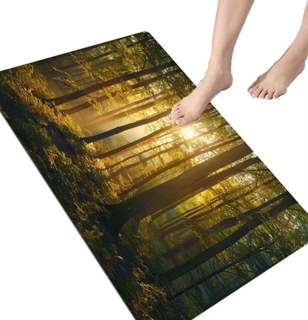 Tapis de bain fin et antidérapant arbre pierre 40x80 cm pour douche