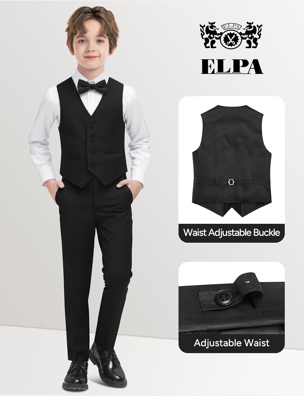 ELPA ELPA BORN FOR ALL WONDERFUL THINGS Boys' Formal Suit Vest Set with Suspenders - Image 3