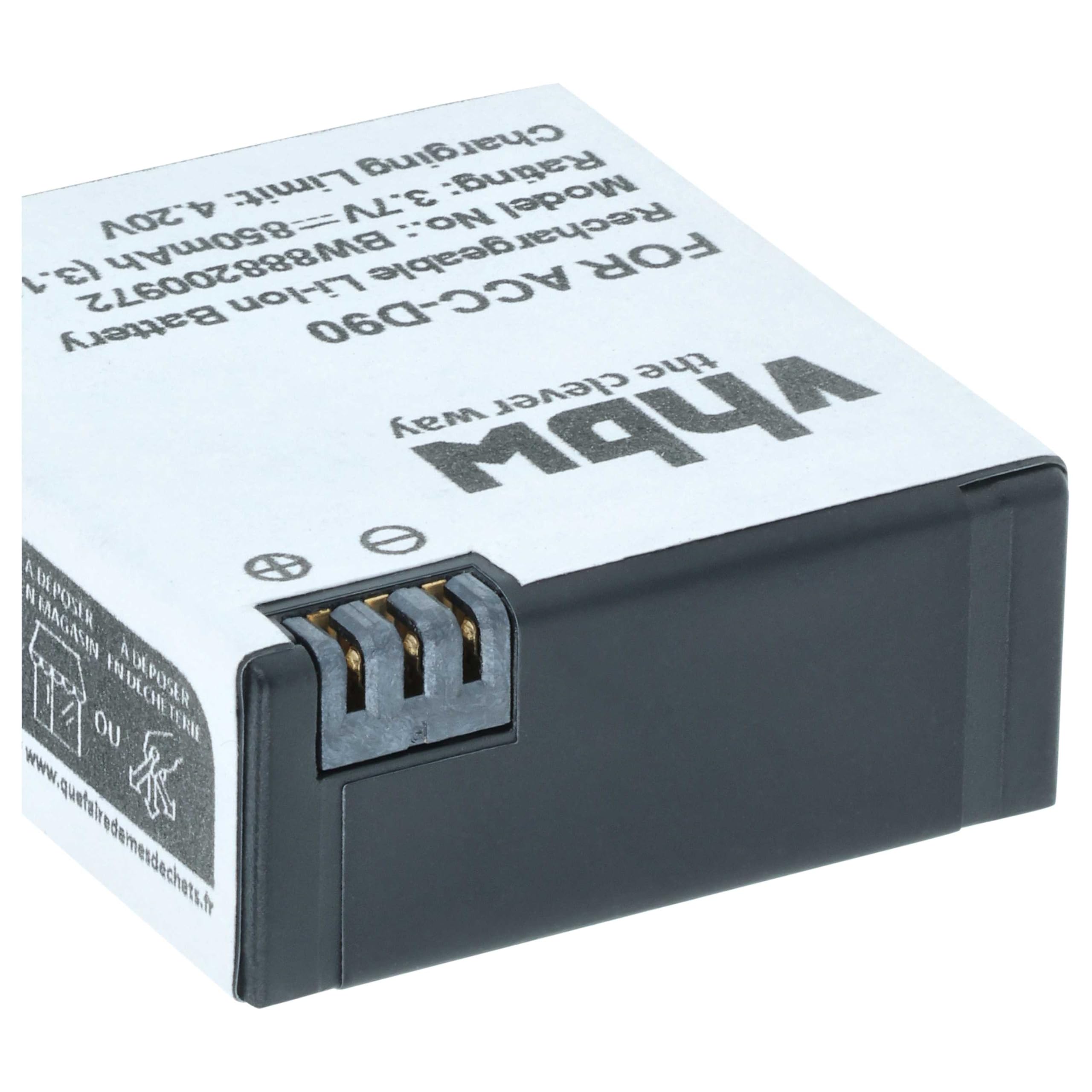 vhbw 3x batteria compatibile con AEE Lyfe Silver, Titan, S72 | mini fotocamera (850mAh, 3,7V, Li-Ion)