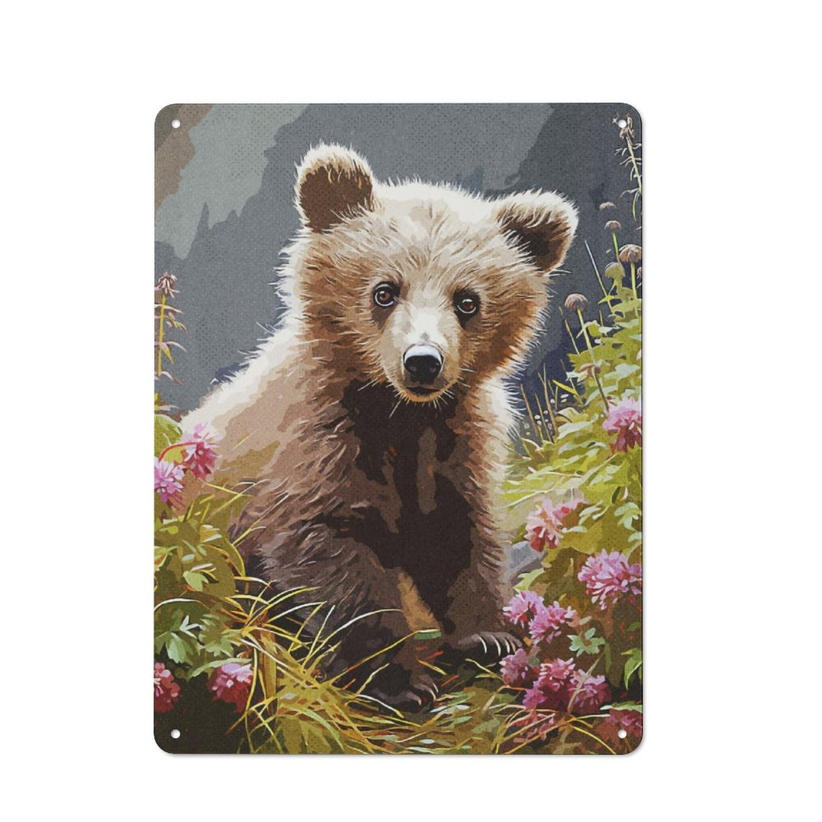 Junmoney Baby Bears Vintage Metal Plaque 40X30cm With For Hallway Wall, Retro Decor, For Wall Display Collectors