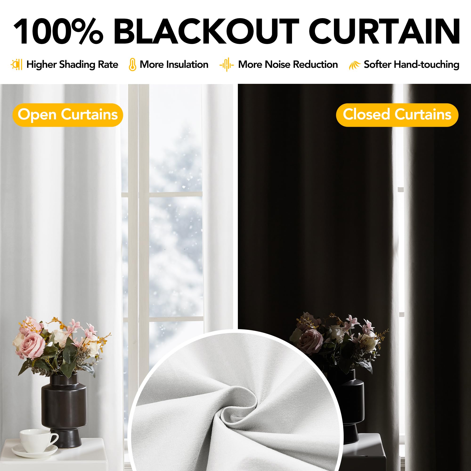 Tende Oscuranti Deconovo 100% - 2 Pezzi 140x245cm, Isolamento Termico E Anti-Rumore, Blu - Foto 12