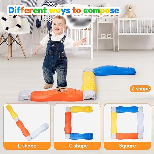 Miniatura 9 de Miereirl Balance Beam Stepping Stones for Kids, 8 Pcs Toddler Balance Beam, Non-Slip Plastic Balance Stepping Stones, Sensory Toys for Toddlers,