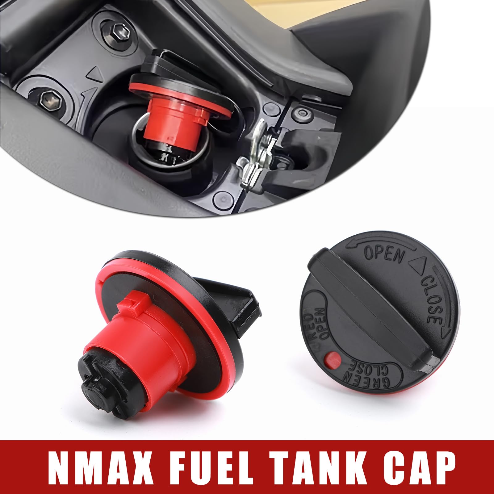 CNC-Tankdeckelabdeckung Für Yamaha NMAX 125/150/155 2015–2019 – T6-6061 Aluminium, Rot, Leicht & Passgenau