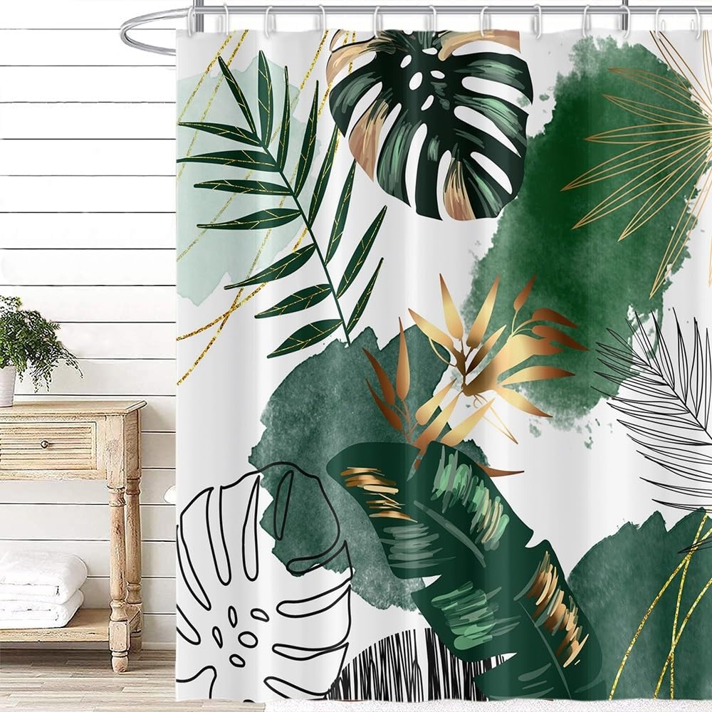 Uiiooazy Green Gold Shower Curtain - Image 3