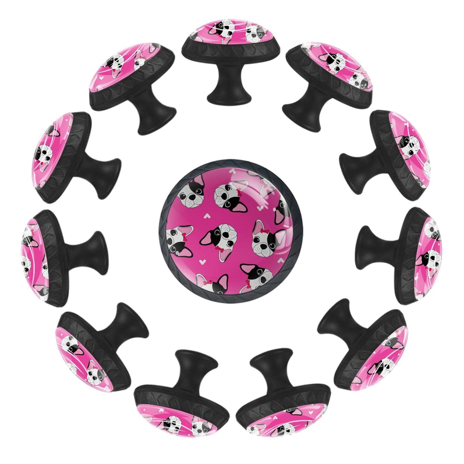 Boutons de tiroir ronds motif chien lot de 12 poignées 35mm commode