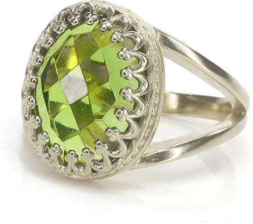 Remarkable Peridot Ring - 10x14mm Oval Peridot Birthstone in Sterling Silver - Stunning August Birthstone Rings - Handmade Peridot Rings for Women -