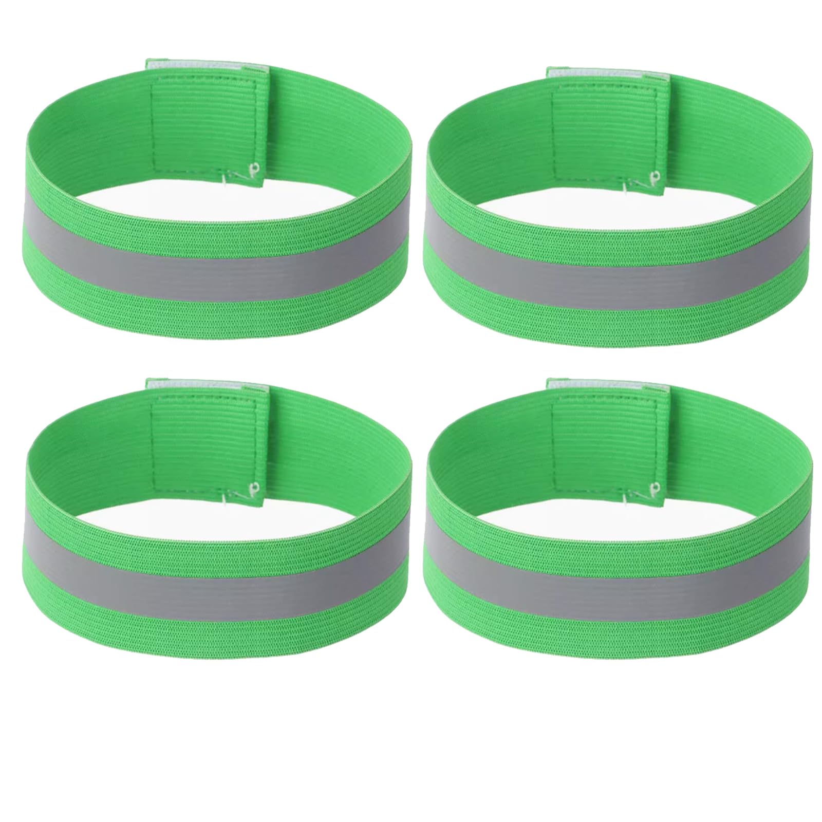 MACHSWON 4PCS Reflective Wrist Strap 4x1.5cm Safety Gear Reflective Wristbands High Visibility Bike Ankle Bands Reflector Armband Self-adhesive Reflective Bands for Walking,Night Sports Grass Green