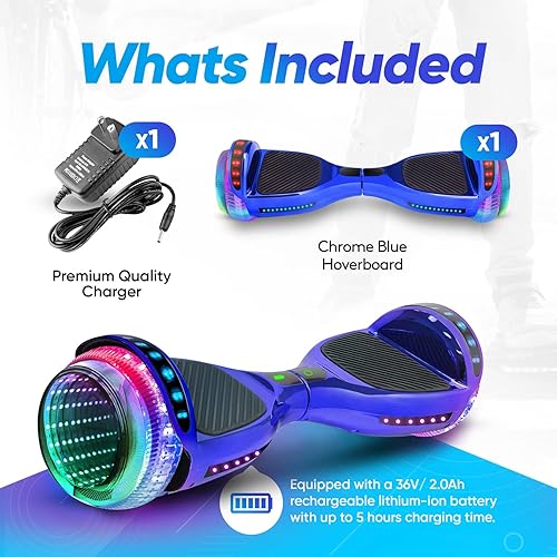 Miniatura 6 de Aeropatineta de 6.5 pulgadas para niños de 6 a 12 años, aeropatineta Bluetooth con ruedas estilo túnel y almohadillas antideslizantes, certificado