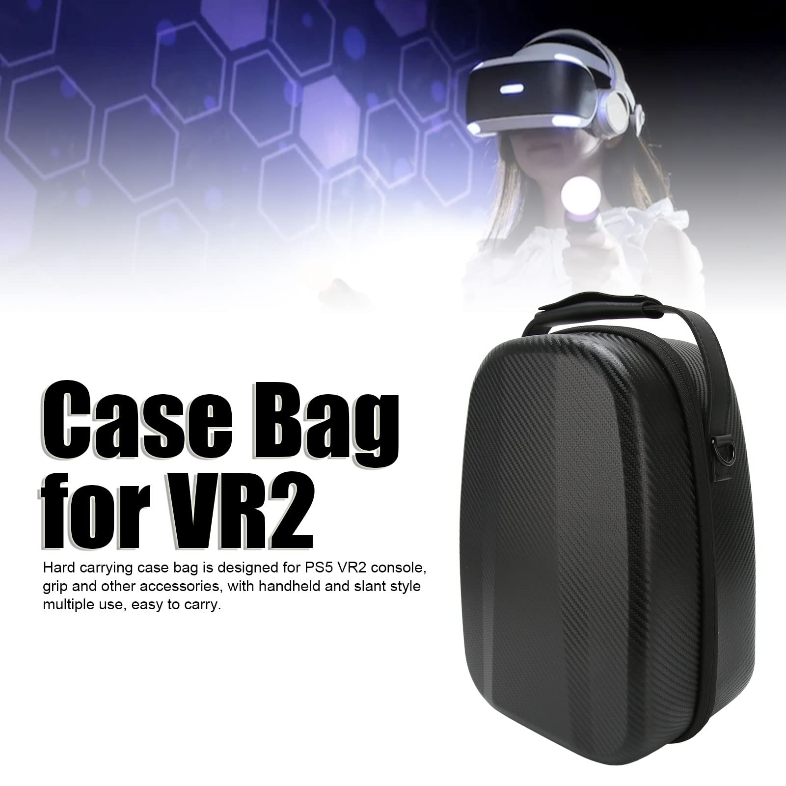 Estuche Rígido de Transporte para PS5 VR2, Funda de Viaje Portátil, Bolsa de Almacenamiento, Todo en, Estuche Rígido para Juegos VR para PS5 VR2, Se Adapta a Accesorios de (Patrón de Estera de