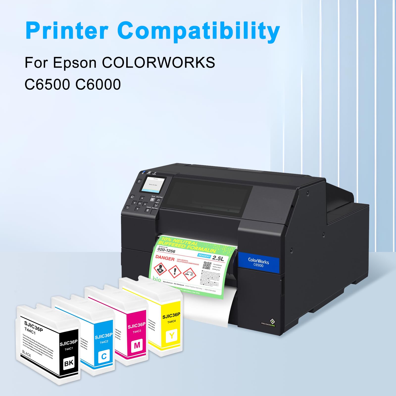 SJIC36P Cartucho de Tinta para epson SJIC36P SJIC36P-K SJIC36P-C SJIC36P-M SJIC36P-Y C13T44C440 C13T44C340 C13T44C240 Compatible para epson ColorWorks C6000 C6500 (Negro Amarillo Cian Magenta)