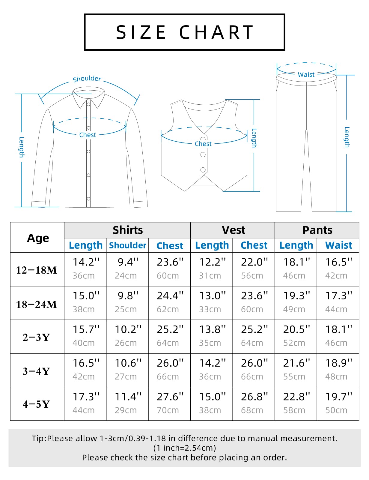 mintgreen Bébé Garçon Vêtements 3PCS Garçon Mariage Costume, Chemise + Pantalon + Bretelles + Gilet + Bowtie