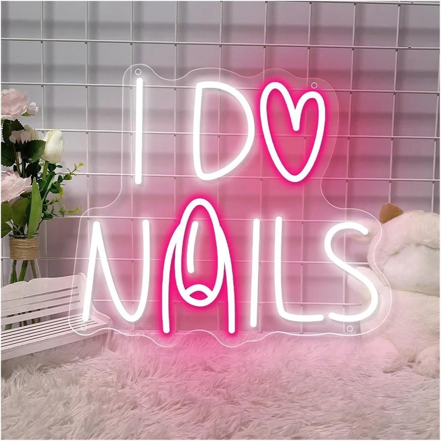 Zynther Neon lamp for LED for Neon Sign I Do Nails Nails Room for Lights Wall Hanging Decoration Business 35cm×40cm(C)