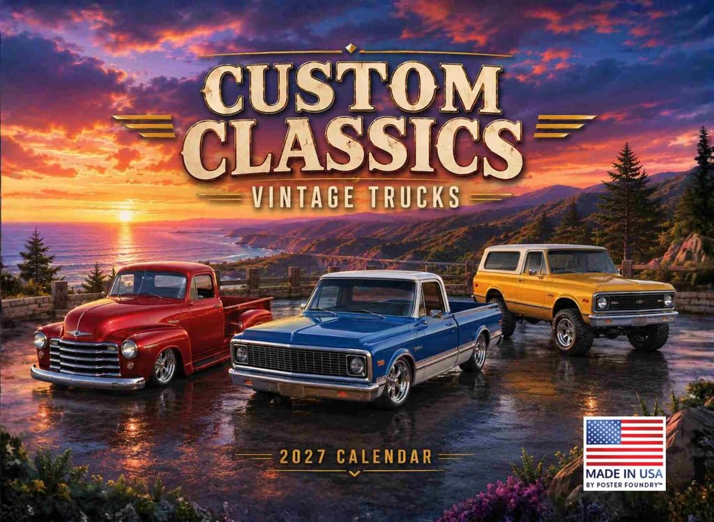 Custom Classics Vintage Trucks Pickups Calendar 2027 Monthly Wall 12 Month